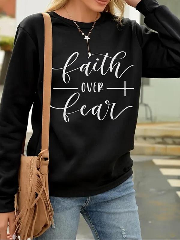 Women'WB shield Letter Print Round Neck Pullover, Fashion Casual Crew Neck Sweatshirt for Daily Holiday Outdoor Wear,...