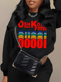 Women'WB shield Letter Print Round Neck Pullover, Fashion Casual Crew Neck Sweatshirt for Daily Holiday Outdoor Wear,...