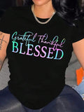 Women'WB shield Letter Print Round Neck Short Sleeve Tee, Fashion Casual Crew Neck T-Shirt for Daily Holiday Vacation...