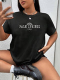 Women'WB shield Letter Print Round Neck Short Sleeve Tee, Summer TNF Women Casual Printed Crew Neck T-shirt for Summer,...