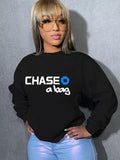 Women'WB shield Letter Print Round Neck Sweatshirt, Casual Fashion Long Sleeve Pullover for Daily Wear, Ladies Fall &...