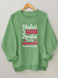 Women'WB shield Letter Print Round Neck Sweatshirt, Casual Long Sleeve Crew Neck Pullover For Fall & Winter, Fashion...
