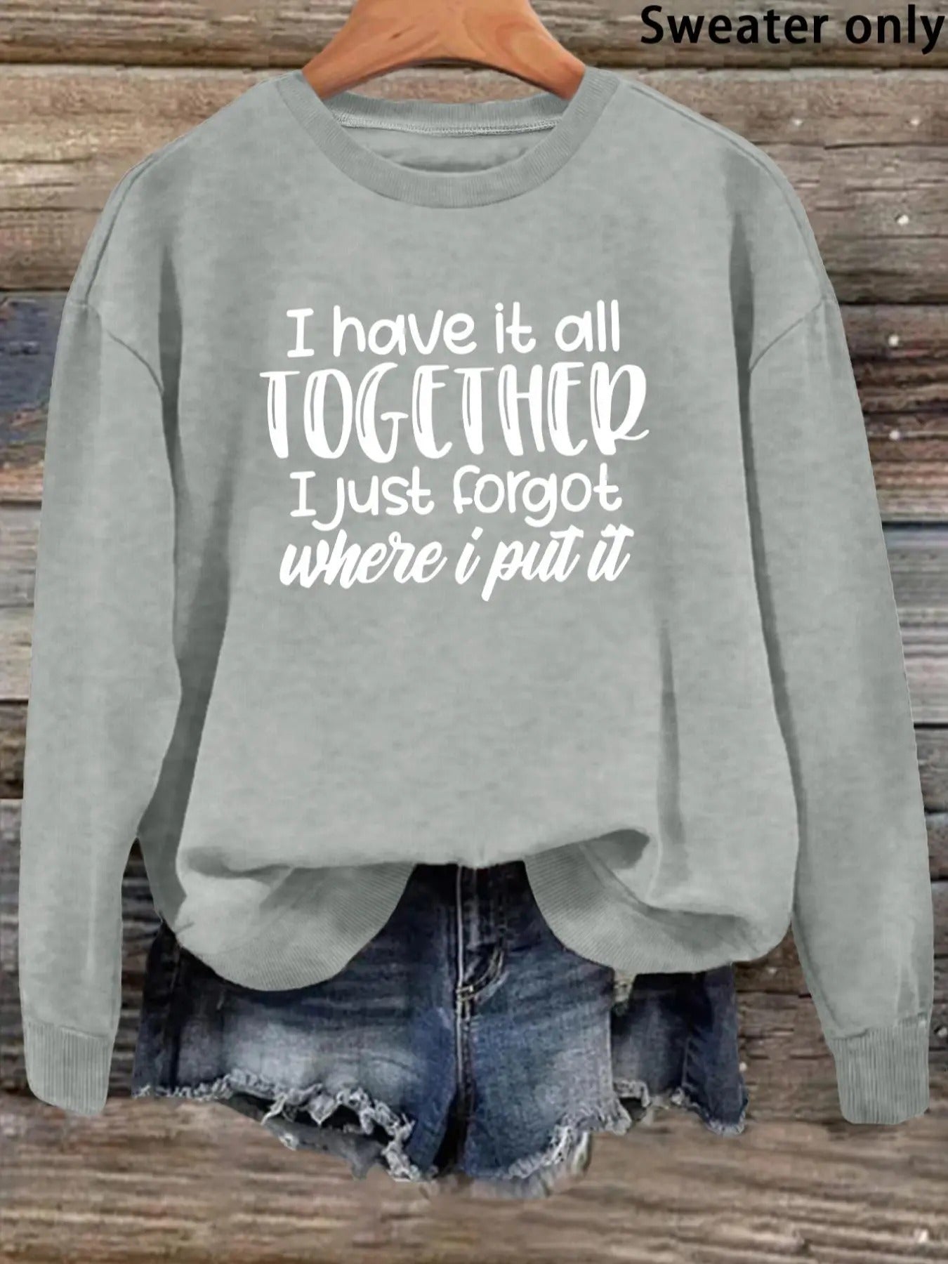 Women'WB shield Letter Print Round Neck Sweatshirt, Casual Long Sleeve Crew Neck Pullover For Fall & Winter, Fashion...