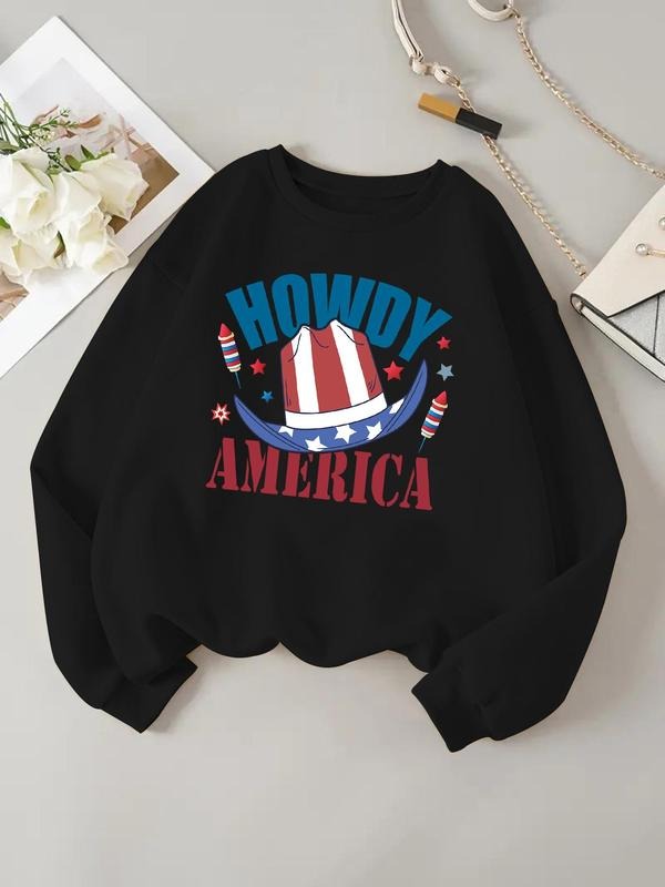 Women'WB shield Letter Print Round Neck Sweatshirt, Casual Long Sleeve Crew Neck Pullover for Daily Wear, Ladies TNF for...