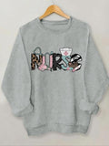 Women'WB shield Letter Print Round Neck Sweatshirt, Casual Long Sleeve Crew Neck Pullover for Fall & Winter, Fashion...
