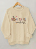Women'WB shield Letter Print Round Neck Sweatshirt, Casual Long Sleeve Crew Neck Pullover for Fall & Winter, Fashion...
