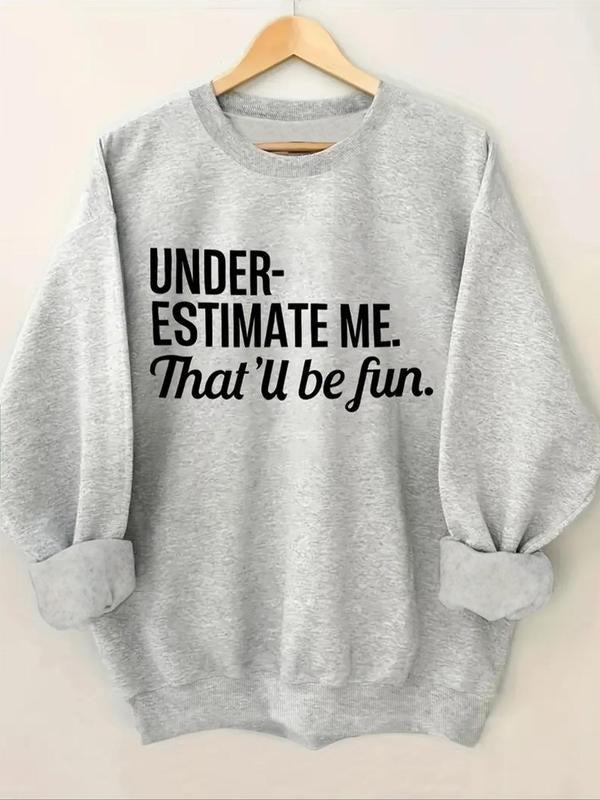 Women'WB shield Letter Print Round Neck Sweatshirt, Casual Long Sleeve Crew Neck Pullover for Fall & Winter, Women'WB...