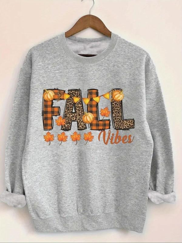 Women'WB shield Letter Print Round Neck Sweatshirt, Casual Long Sleeve Crew Neck Pullover for Fall & Winter, Women'WB...