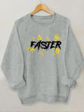 Women'WB shield Letter Print Round Neck Sweatshirt, Casual Long Sleeve Crew Neck Pullover for Spring & Fall, Fashion...