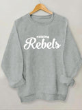 Women'WB shield Letter Print Round Neck Sweatshirt, Casual Long Sleeve Crew Neck Pullover for Spring & Fall, Women'WB...