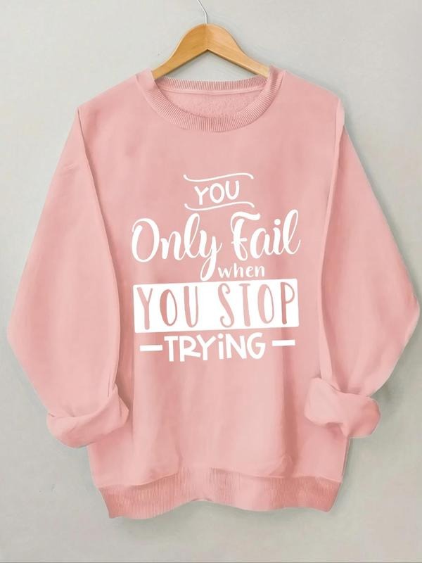 Women'WB shield Letter Print Round Neck Sweatshirt, Casual Long Sleeve Crew Neck Pullover for Spring & Fall, Women'WB...