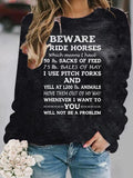 Women'WB shield Letter Print Round Neck Sweatshirt, Casual Long Sleeve Crew Neck Pullover for Spring & Fall, Women'WB...