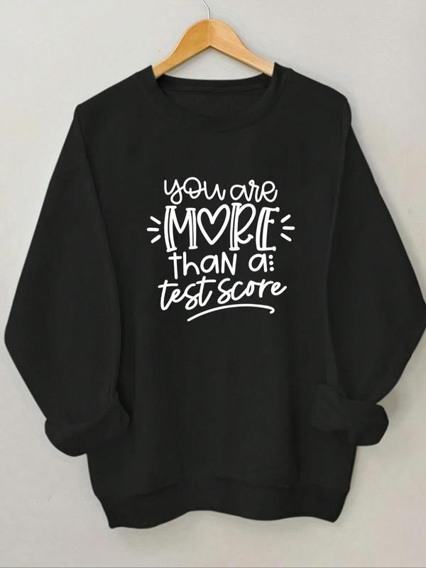 Women'WB shield Letter Print Round Neck Sweatshirt, Casual Long Sleeve Pullover for Fall & Winter, Fashion Women'WB...