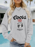 Women'WB shield Letter Print Round Neck Sweatshirt, Casual Long Sleeve Pullover for Fall & Winter, Fashion Women'WB...