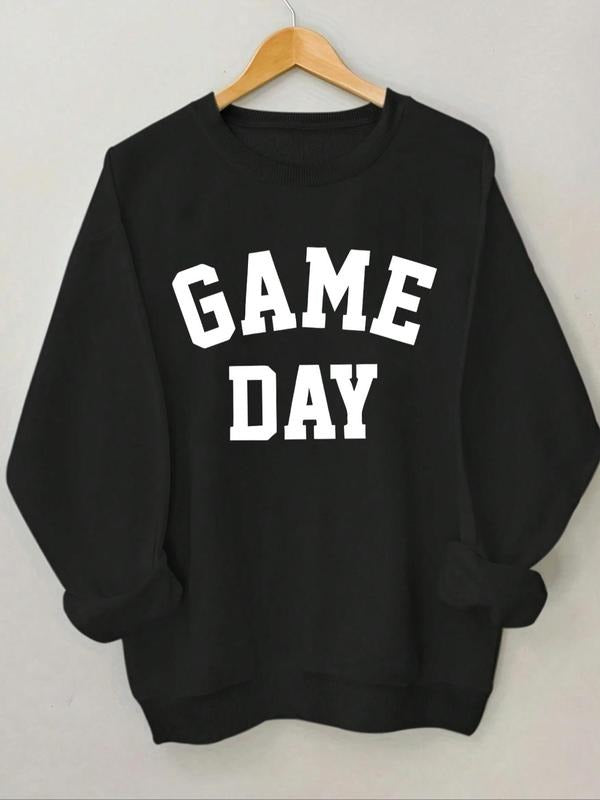 Women'WB shield Letter Print Round Neck Sweatshirt, Casual Long Sleeve Pullover for Fall & Winter, Women TNF for Daily...