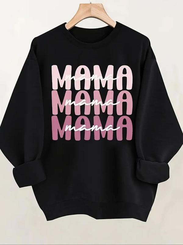Women'WB shield Letter Print Round Neck Sweatshirt, Casual Long Sleeve Pullover, Ladies Fall & Winter TNF for Daily Wear...