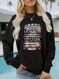 Women'WB shield Letter Print Round Neck Sweatshirt, Fashion Casual Crew Neck Long Sleeve Pullover for Daily Wear, Ladies...