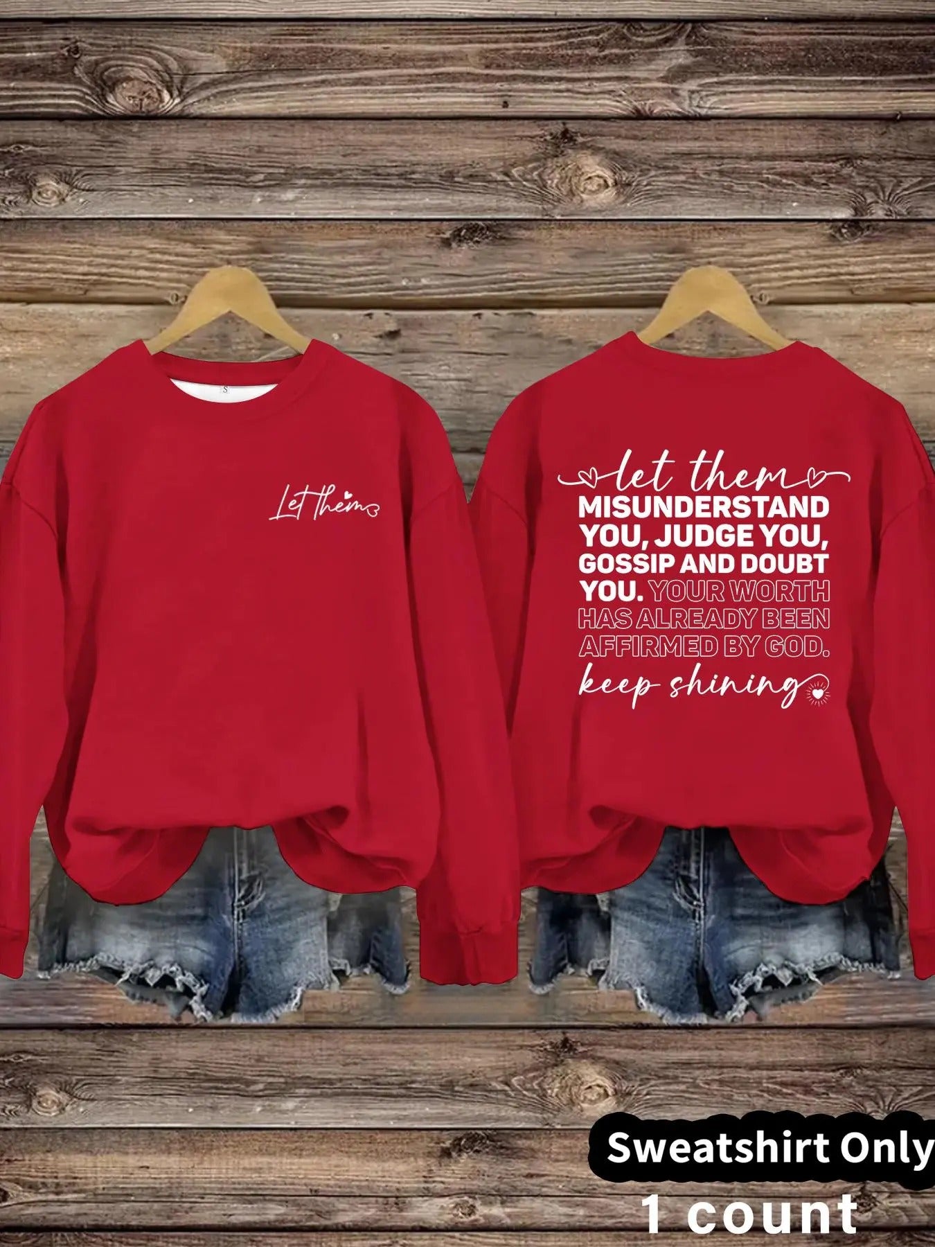 Women'WB shield Letter Print Round Neck Sweatshirt, Fashion Casual Crew Neck Sweatshirt for Daily Holiday Outdoor Wear,...