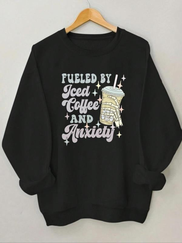 Women'WB shield Letter Print Round Neck Sweatshirt, Fashion Crew Neck Long Sleeve Pullover for Daily Outdoor Wear, Casual...