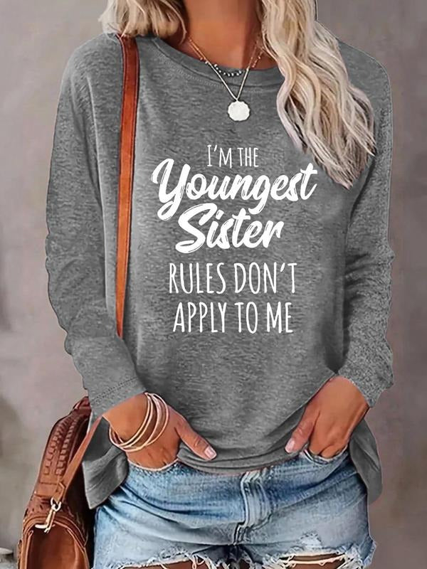 Women'WB shield Letter Print Round Neck T-shirt, Fashion Casual Long Sleeve Tee, Women'WB shield Top for Daily Wear style...