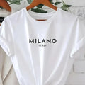 Women'WB shield Letter Print Round Neck T-shirt, Fashion Casual Short Sleeve T-shirt for Daily Wear, Ladies Clothing for...