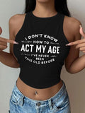 Women'WB shield Letter Print Round Neck Tank Top, Casual Sleeveless Top for Summer, Ladies TNF for Daily Wear, Socks...