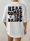 Women'WB shield Letter Print Round Neck Tee, Casual Drop Shoulder Half Sleeve T-shirt, Ladies Outfit for Daily Wear...