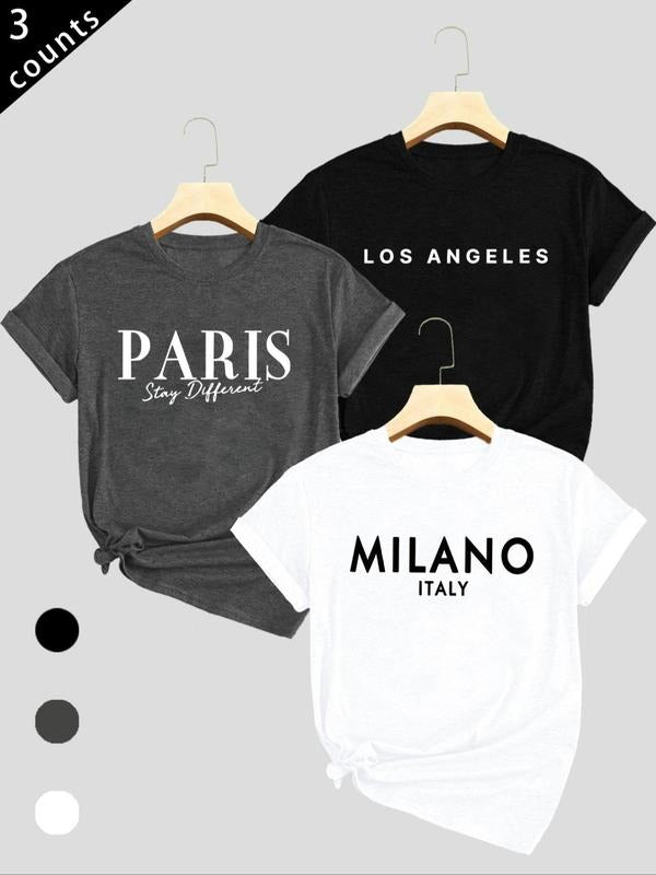 Women'WB shield Letter Print Round Neck Tee, Casual Fashion Short Sleeve T-shirt for Daily Wear, Ladies TNF for Spiky...