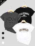 Women'WB shield Letter Print Round Neck Tee, Casual Fashion Short Sleeve T-shirt for Daily Wear, Ladies TNF for Summer...