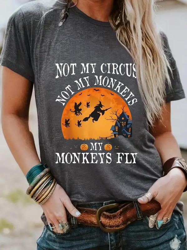 Women'WB shield Letter Print Round Neck Tee, Casual Halloween Graphic Short Sleeve T-Shirt for Daily Wear, Ladies TNF for...