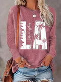Women'WB shield Letter Print Round Neck Tee, Casual Long Sleeve Crew Neck T-shirt for Daily Wear, Ladies TNF for Spiky...