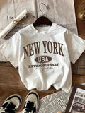 Women'WB shield Letter Print Round Neck Tee, Casual Short Sleeve Crew Neck T-Shirt for Daily Wear, Ladies TNF for Spiky...