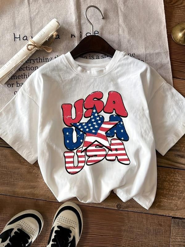 Women'WB shield Letter Print Round Neck Tee, Casual Short Sleeve Crew Neck T-Shirt for Summer, Fashion Women'WB shield...