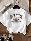 Women'WB shield Letter Print Round Neck Tee, Casual Short Sleeve Crew Neck T-Shirt for Summer, Fashion Women'WB shield...