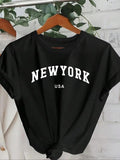 Women'WB shield Letter Print Round Neck Tee, Casual Short Sleeve Crew Neck T-Shirt for Summer, Fashion Women'WB shield...