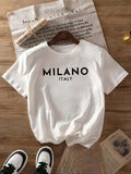 Women'WB shield Letter Print Round Neck Tee, Casual Short Sleeve Crew Neck T-Shirt for Summer, Fashion Women'WB shield...