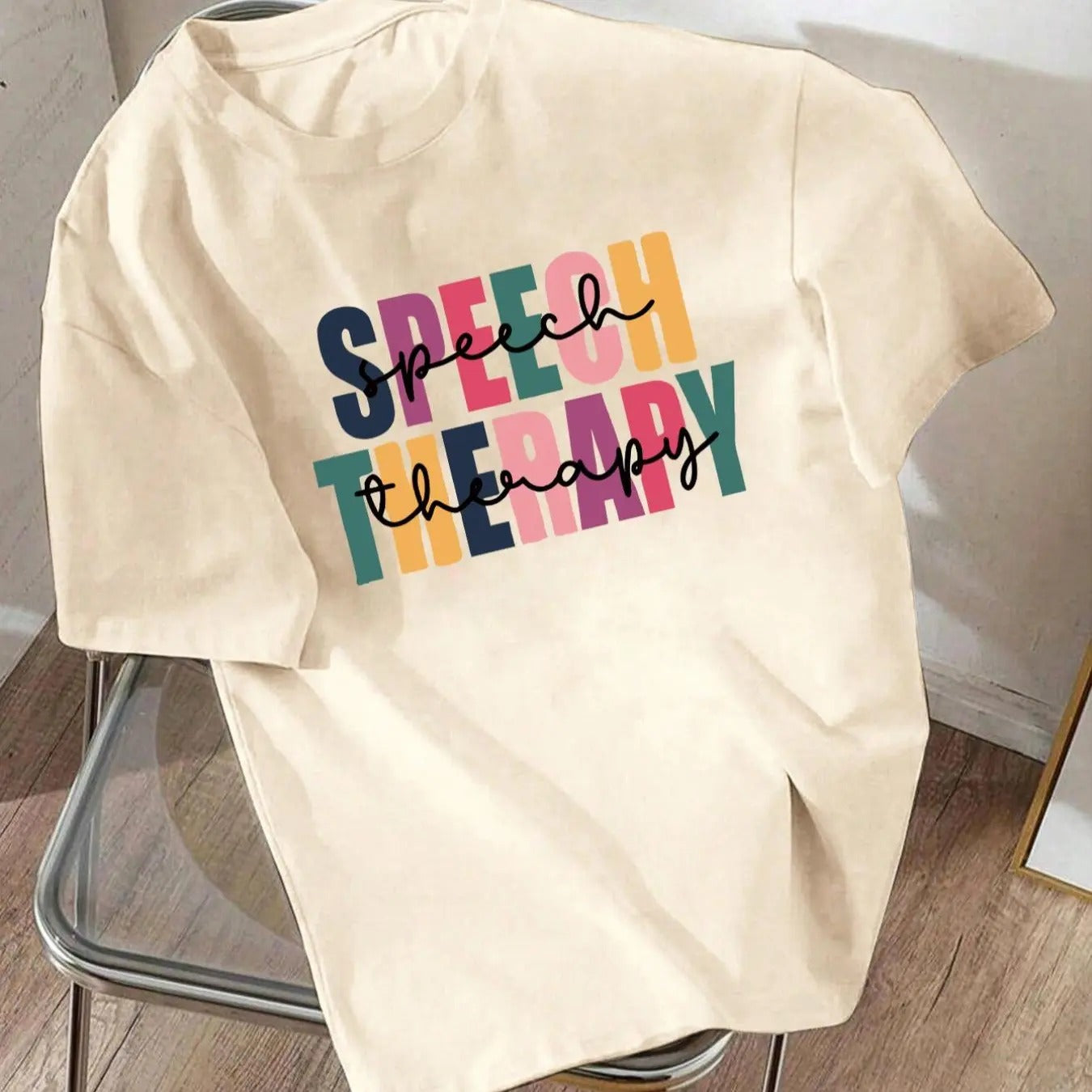 Women'WB shield Letter Print Round Neck Tee, Casual Short Sleeve Crew Neck T-Shirt for Summer, Fashion Women'WB shield...