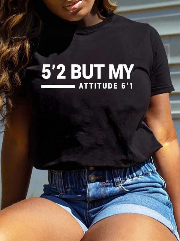 Women'WB shield Letter Print Round Neck Tee, Casual Short Sleeve Crew Neck T-Shirt for Summer, Fashion Women'WB shield...