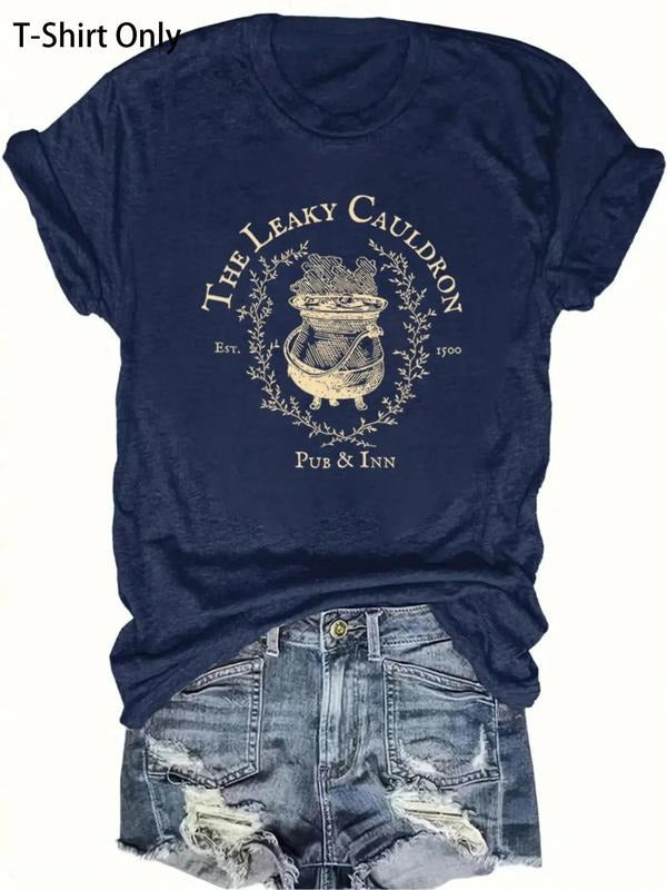 Women'WB shield Letter Print Round Neck Tee, Casual Short Sleeve Crew Neck T-Shirt for Summer, Fashion Women'WB shield...
