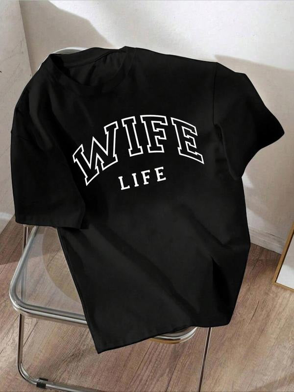 Women'WB shield Letter Print Round Neck Tee, Casual Short Sleeve Crew Neck T-shirt for Daily Wear, Ladies TNF for Spiky...