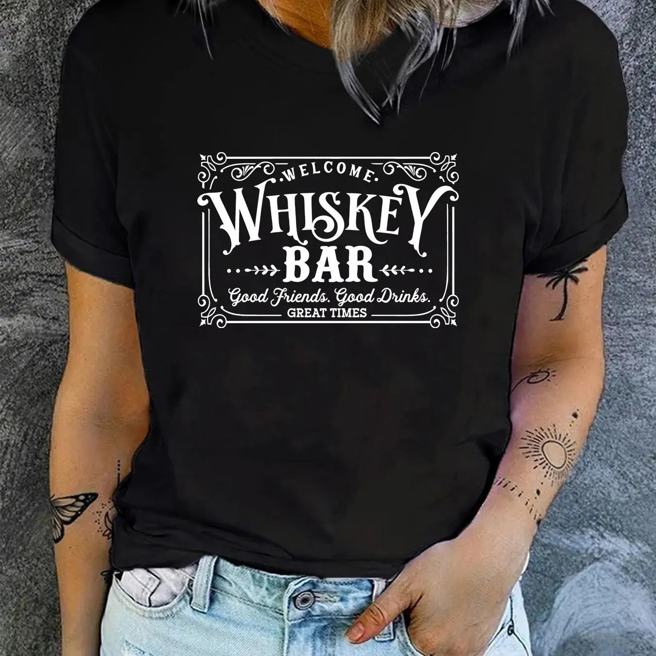 Women'WB shield Letter Print Round Neck Tee, Casual Short Sleeve Crew Neck T-shirt for Daily Wear, Ladies TNF for Summer...
