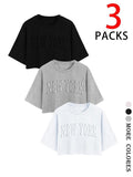 Women'WB shield Letter Print Round Neck Tee, Casual Short Sleeve Crew Neck T-shirt for Summer, Fashion Women'WB shield...