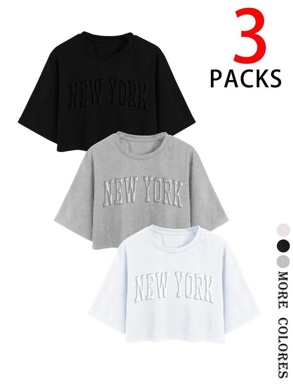 Women'WB shield Letter Print Round Neck Tee, Casual Short Sleeve Crew Neck T-shirt for Summer, Fashion Women'WB shield...