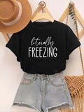 Women'WB shield Letter Print Round Neck Tee, Casual Short Sleeve Crew Neck T-shirt, Women'WB shield Top for Summer Daily...