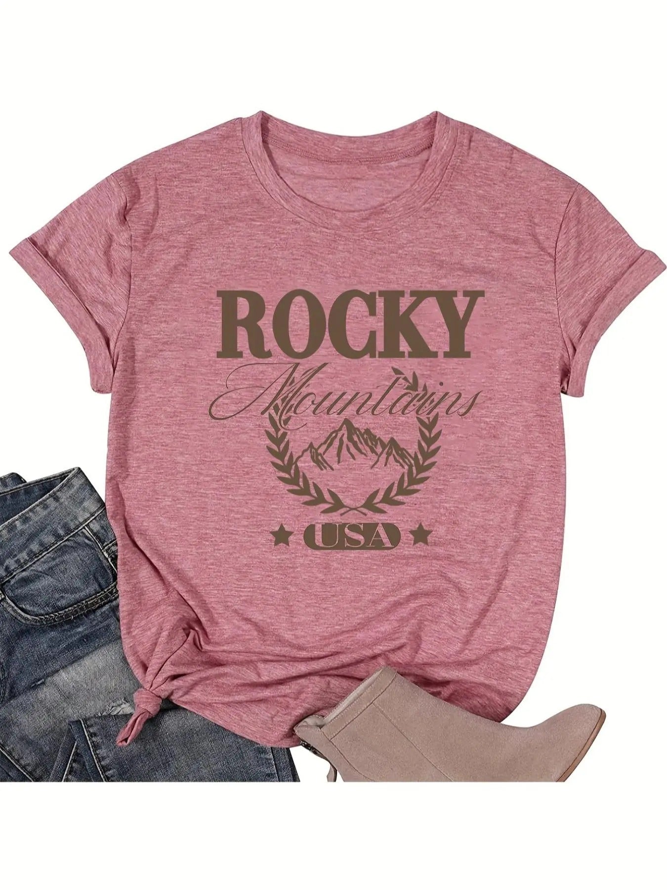 Women'WB shield Letter Print Round Neck Tee, Casual Short Sleeve T-Shirt for Daily Wear, Ladies TNF for Spiky hair...