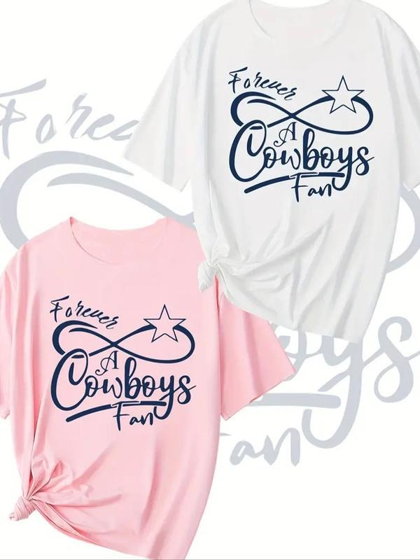 Women'WB shield Letter Print Round Neck Tee, Casual Short Sleeve T-Shirt for Spring & Fall, Ladies TNF for Daily Wear...