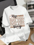 Women'WB shield Letter Print Round Neck Tee, Casual Short Sleeve T-shirt for Daily Wear, Ladies TNF for Spiky hair...