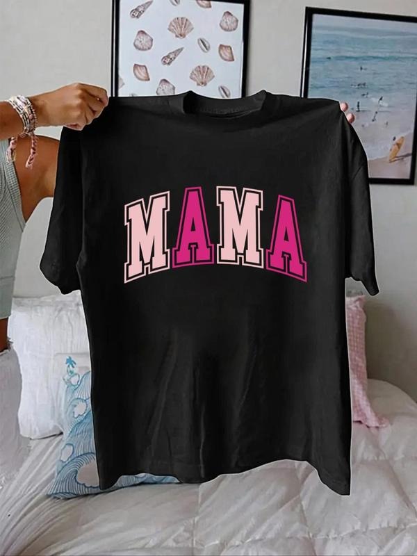 Women'WB shield Letter Print Round Neck Tee, Fashion Casual Crew Neck Short Sleeve T-Shirt for Daily Holiday Vacation...
