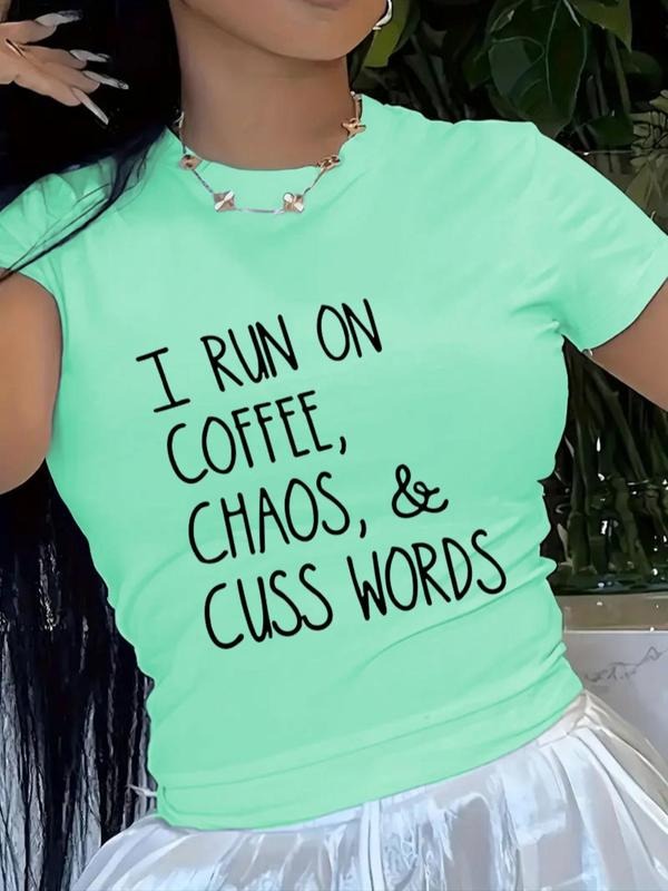 Women'WB shield Letter Print Round Neck Tee, Fashion Casual Crew Neck Short Sleeve T-Shirt for Daily Holiday Vacation...