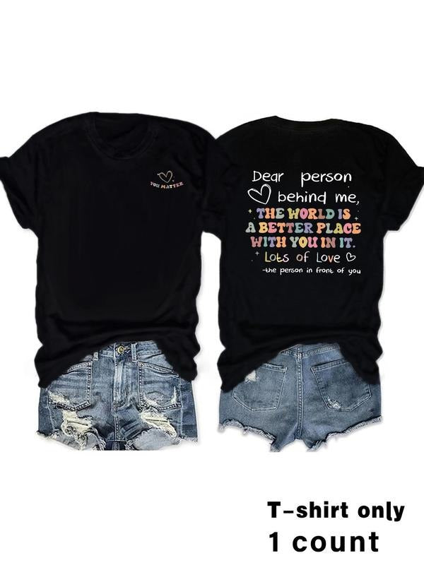 Women'WB shield Letter Print Round Neck Tee, Fashion Casual Crew Neck Short Sleeve T-Shirt for Daily Holiday Vacation...